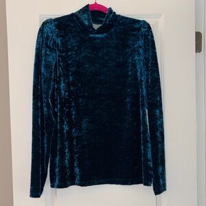 Velvet Long Sleeve Top - Teal